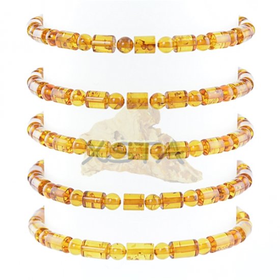 Barrels round amber bracelet cognac